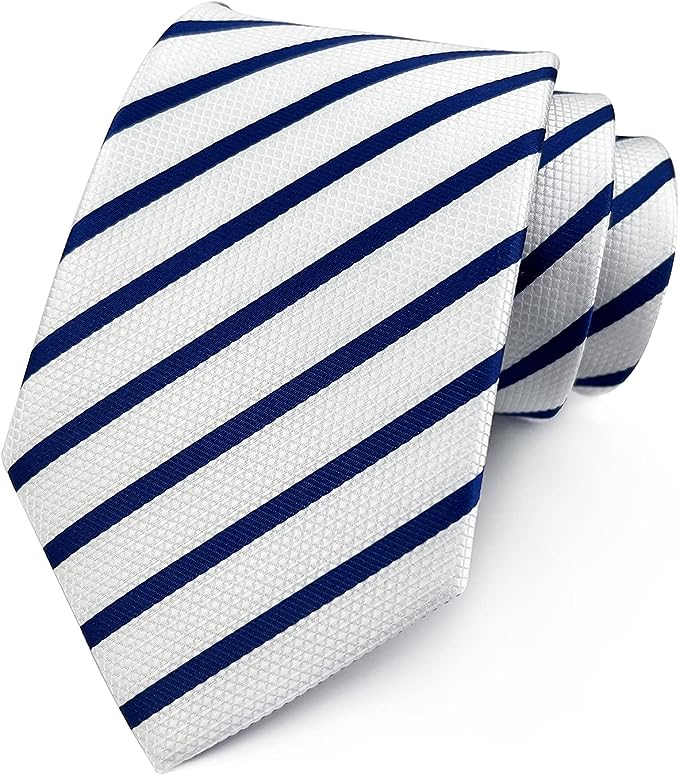 8cm White and Blue Stripe Tie