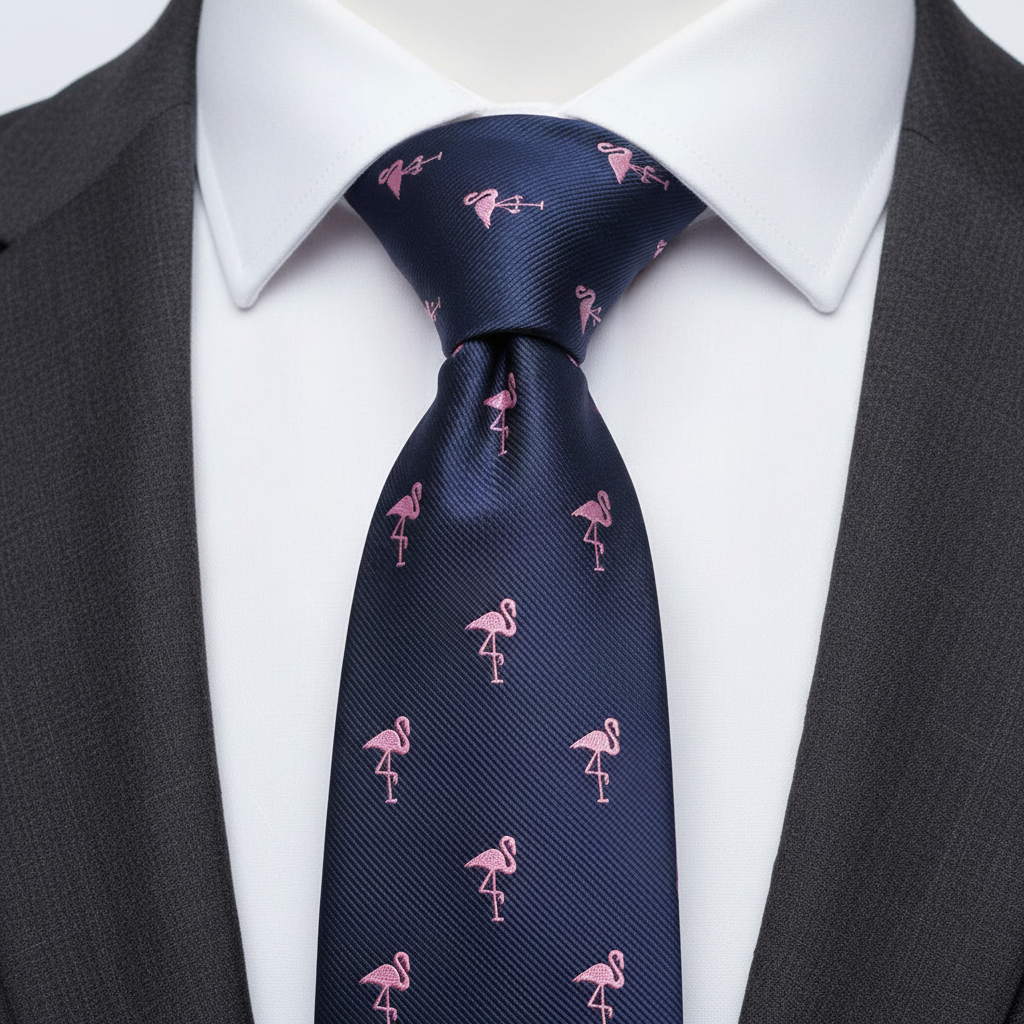 6cm Blue With Pink Flamingos Tie