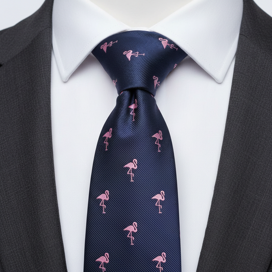 6cm Blue With Pink Flamingos Tie