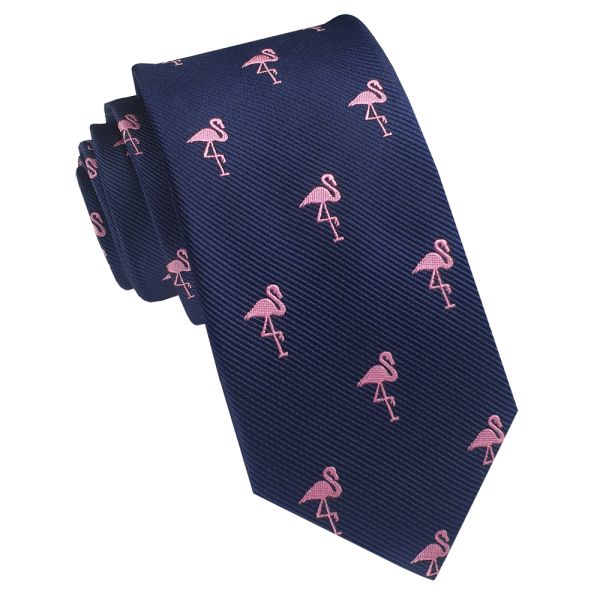 6cm Blue With Pink Flamingos Tie