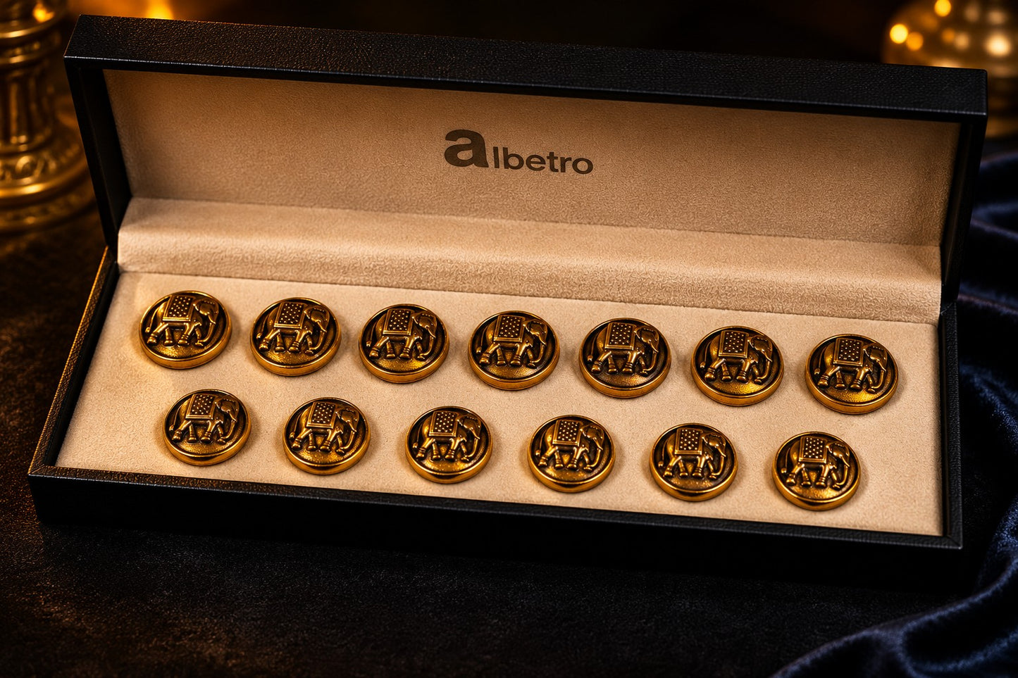 Royal Gaja Brass Buttons — Antique Gold Elephant