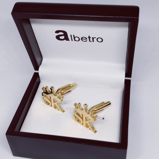 SK Double Initial Cufflinks with Crown
