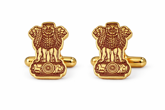 Ashoka Emblem Gold Finish Cufflinks