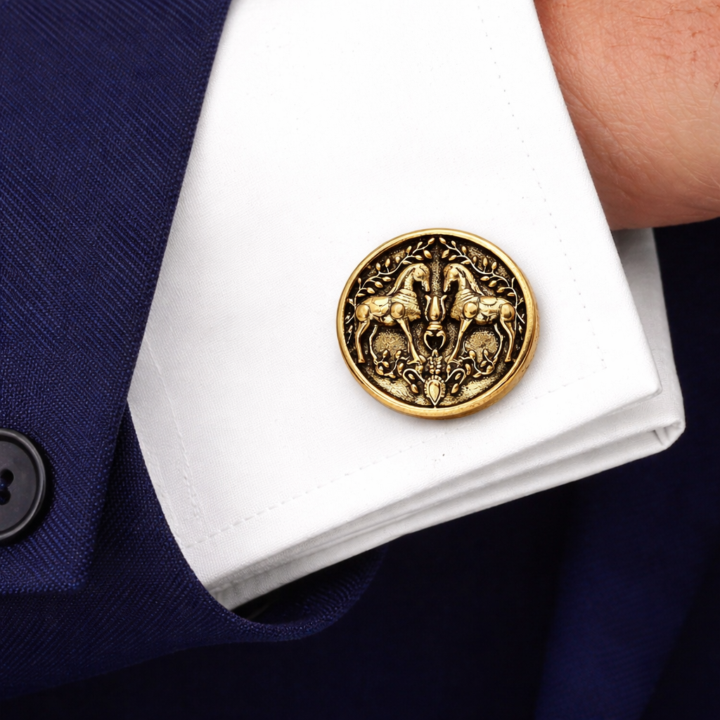 Ashvamedh Antique Gold Cufflinks