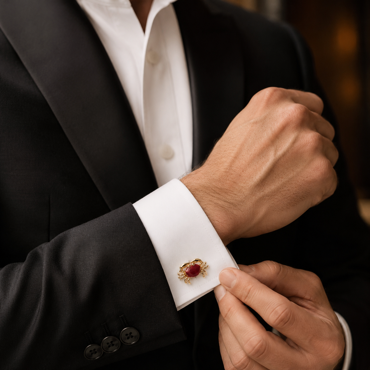Crimson Crab Gold Cufflinks