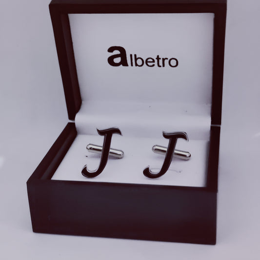 Initial J enamel Cufflinks