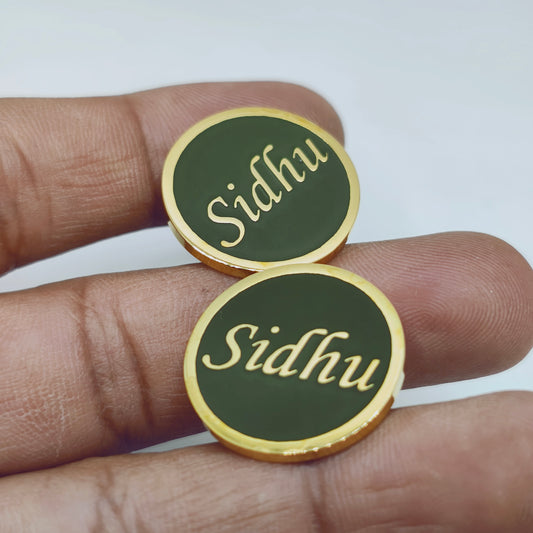 Sidhu Embossed Green Enamel Cufflinks