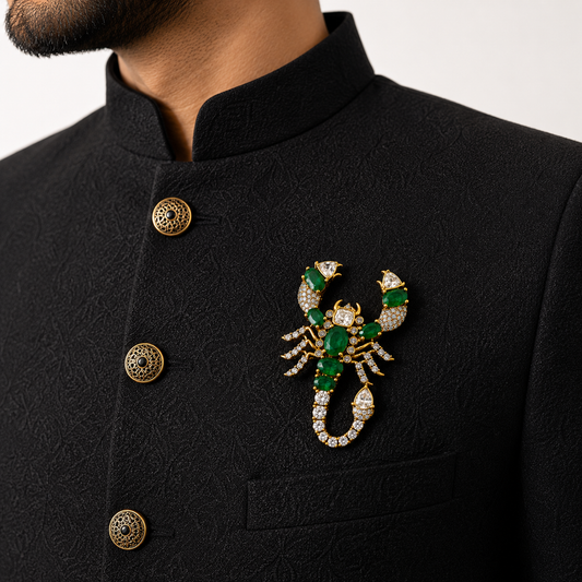 Vrishchika Emerald Brooch