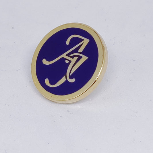 AJ initial monogram lapel pin