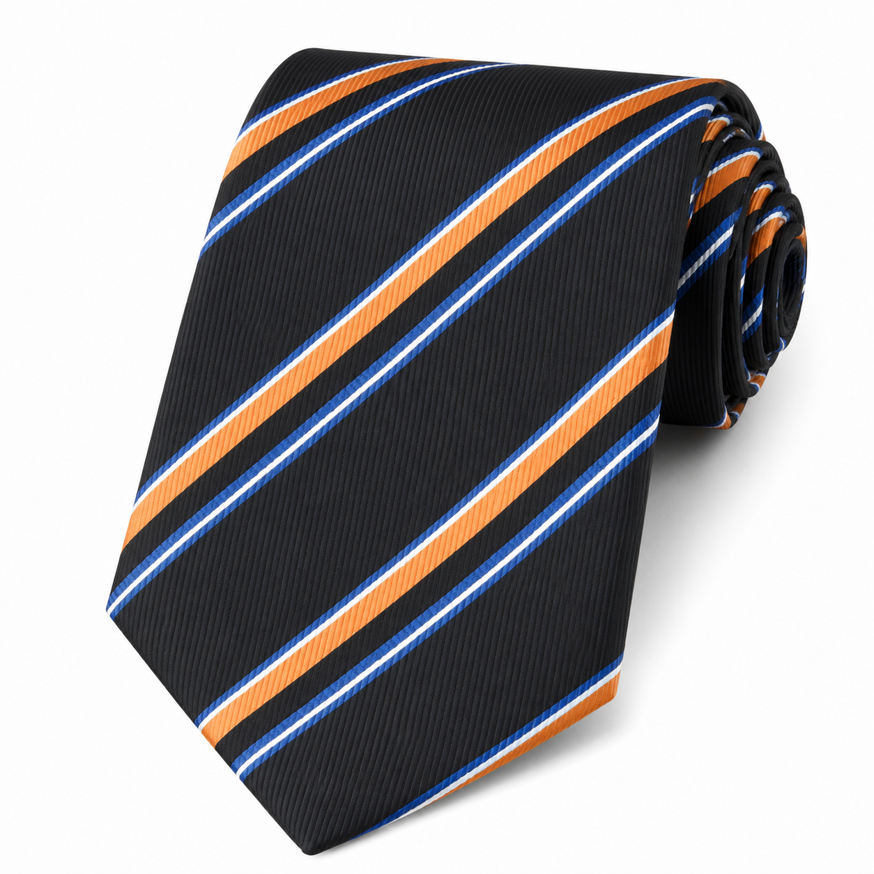 The Agni Black, Orange & Royal Blue Triple Stripe Tie - Flat Lay
