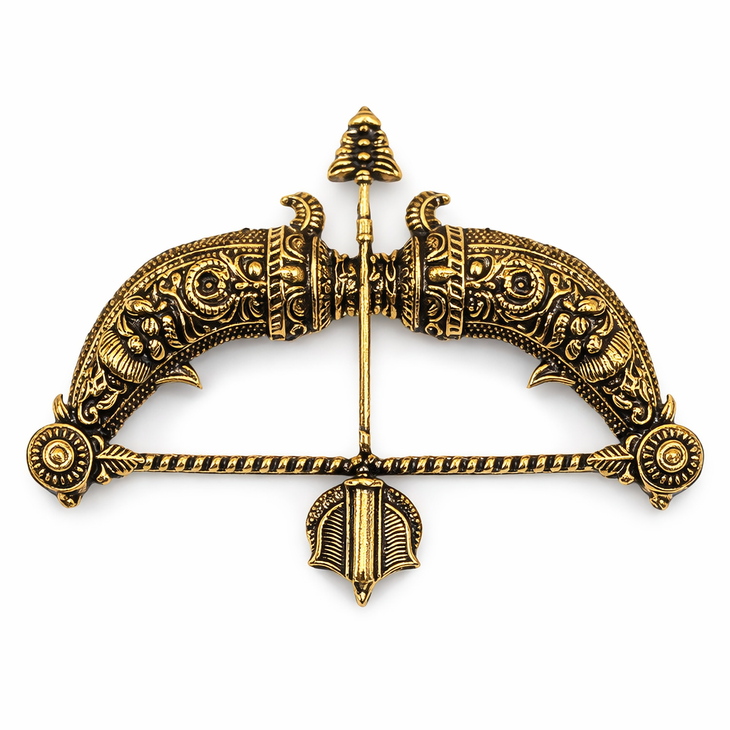 Ram Dhanush Brooch – Vintage Antique Gold Finish