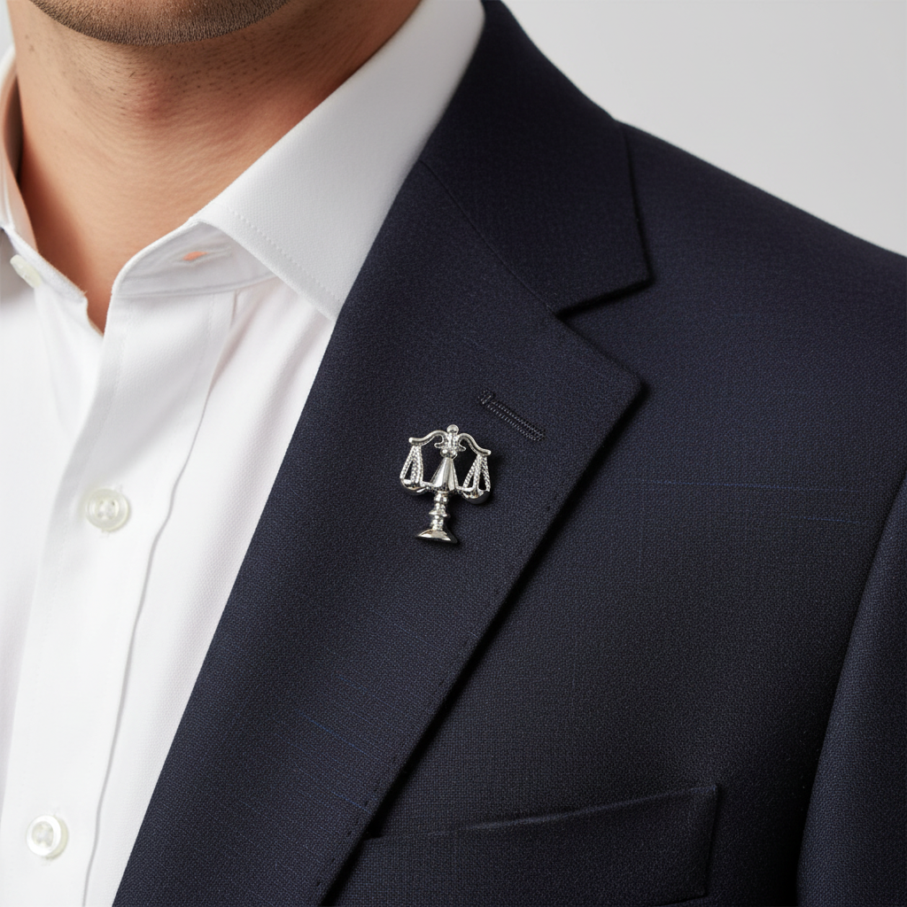 Scales of Justice Silver Lapel Pin