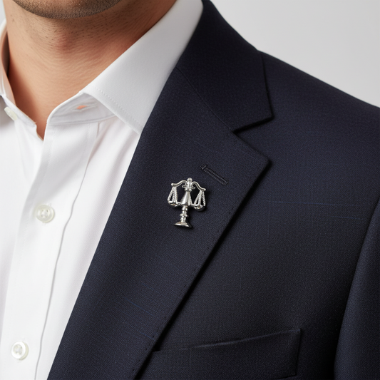Scales of Justice Silver Lapel Pin