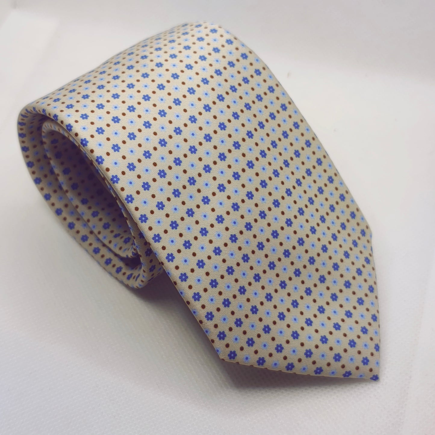 Beige Bloom Micro-Pattern Tie