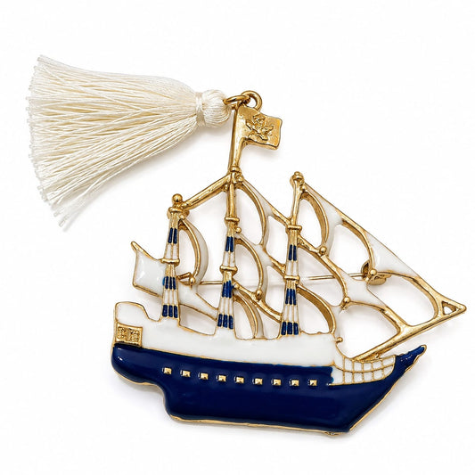 The Admiral's Galleon Antique Gold Brooch