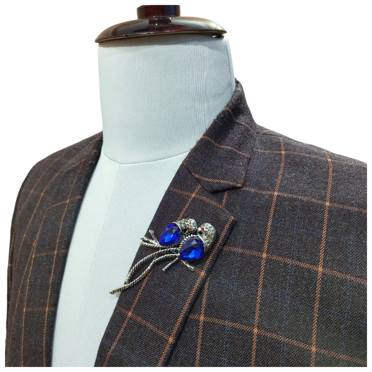 Blue Crystal Birds Brooch