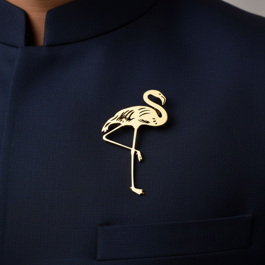 Golden Flamingo Brooch