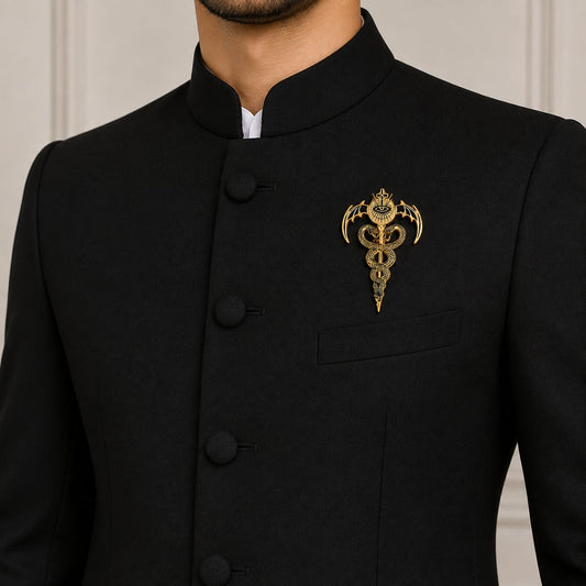 The Serpentine Sentinel Antique Gold Brooch