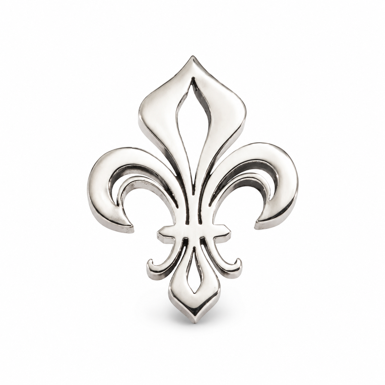 Silver Fleur-de-lis charm on a white background