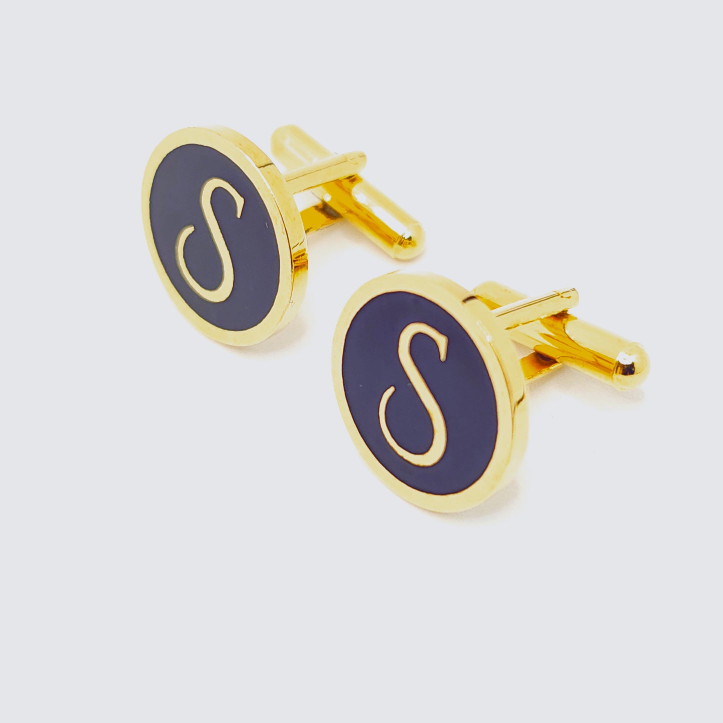 S Initial Gold Cufflinks