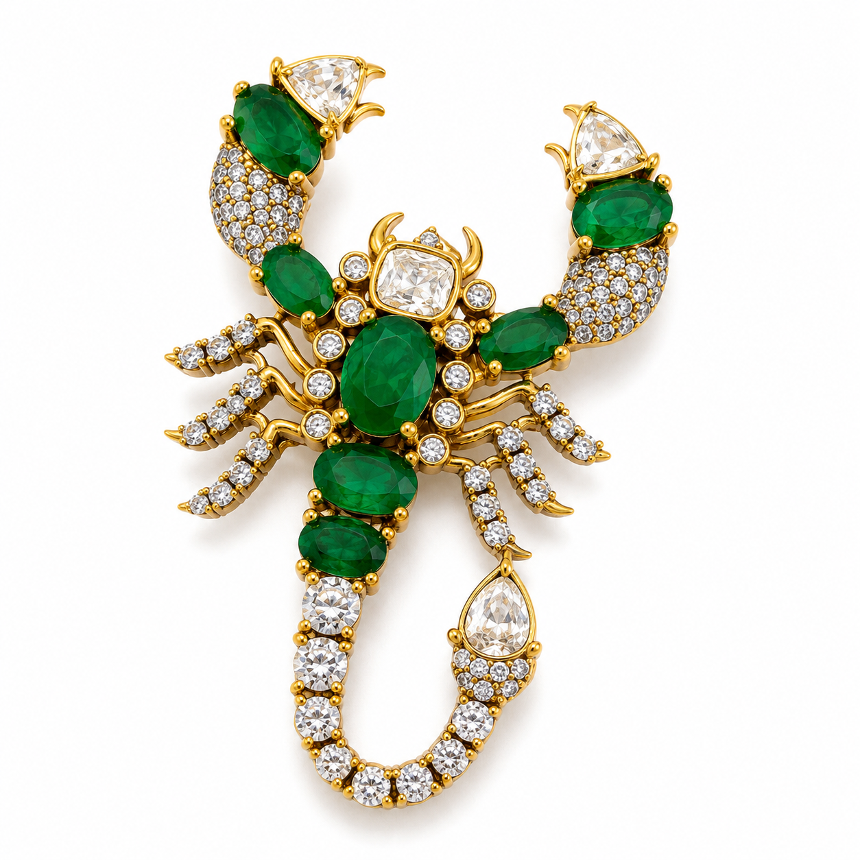 Vrishchika Emerald Brooch