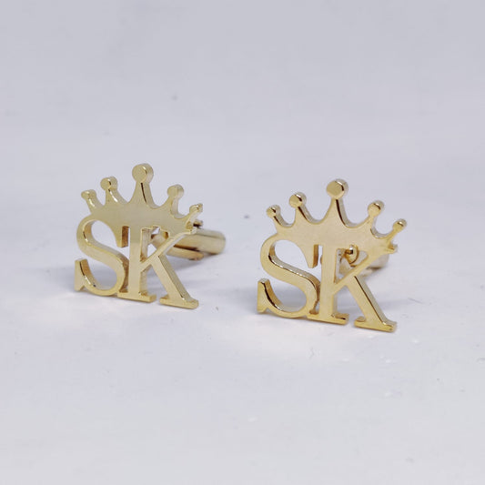 SK Double Initial Cufflinks with Crown
