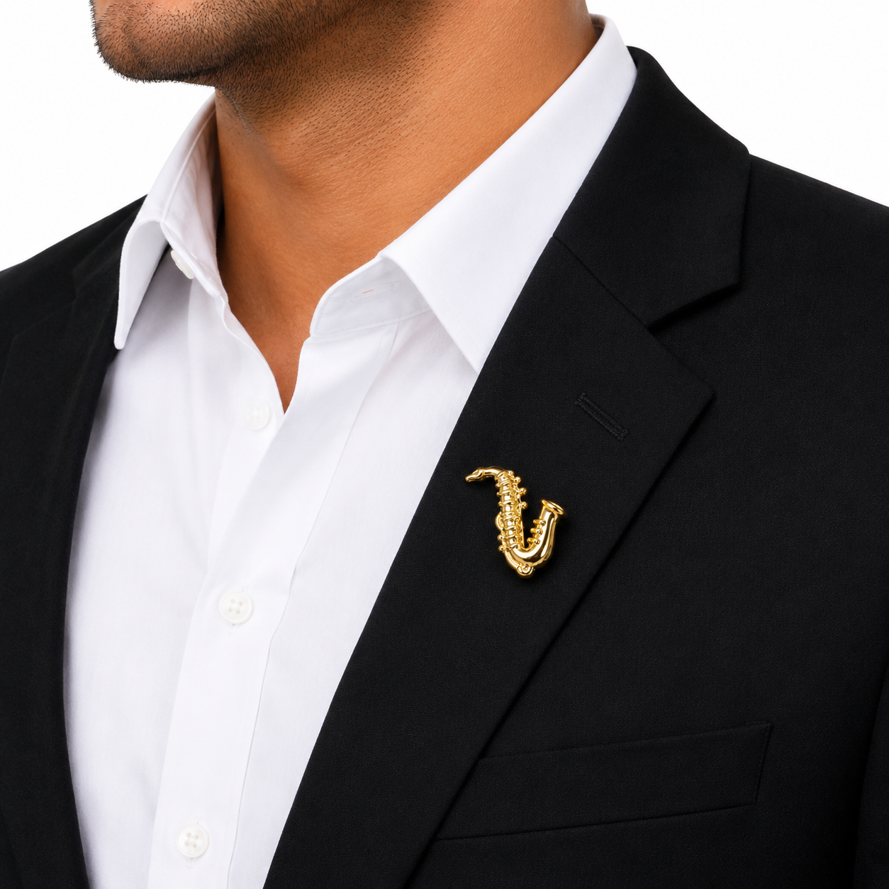 Golden Saxophone Lapel Pin