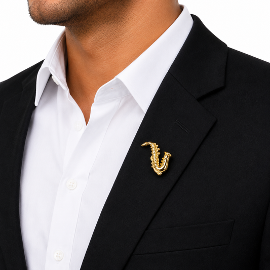 Golden Saxophone Lapel Pin