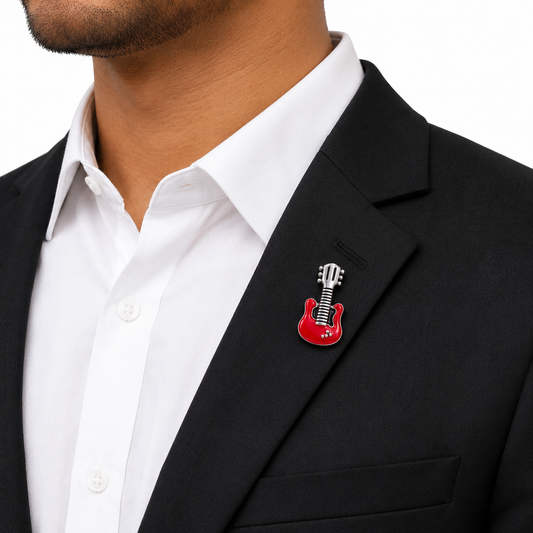 Crimson Guitar Lapel Pin