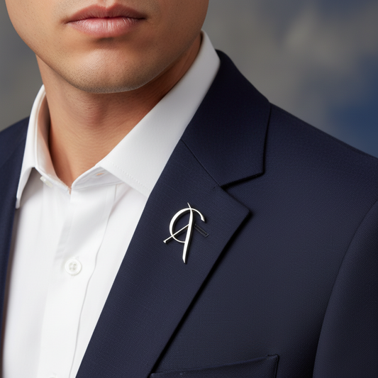 Silver brooch with a star design on a white background