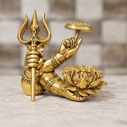 Divine Trishul Lotus Brooch – Antique Gold Finish