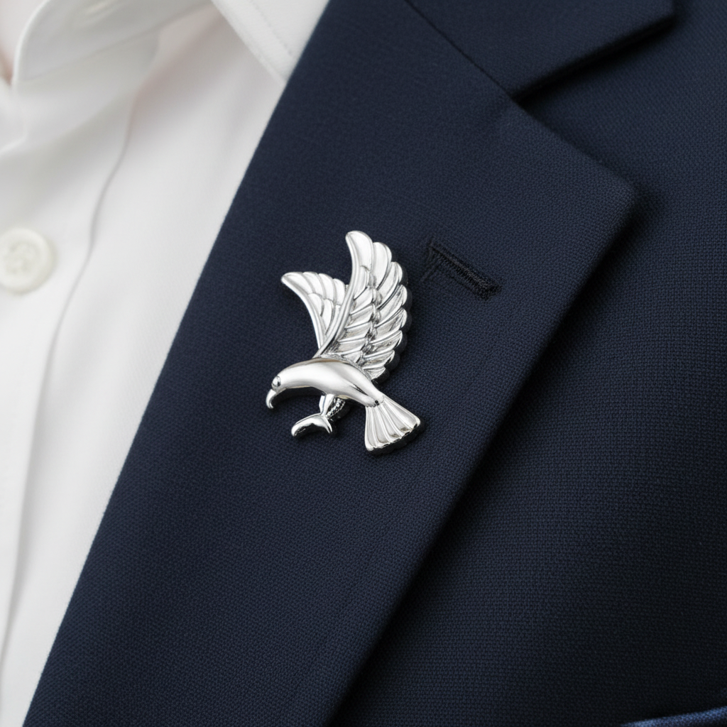 Silver Flying Eagle Lapel Pin