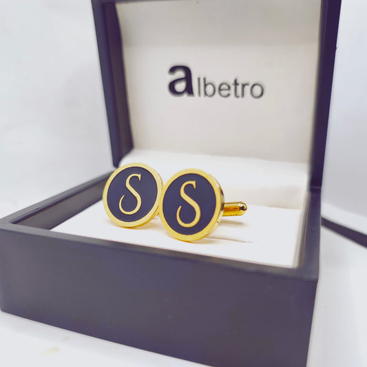 S Initial Gold Cufflinks
