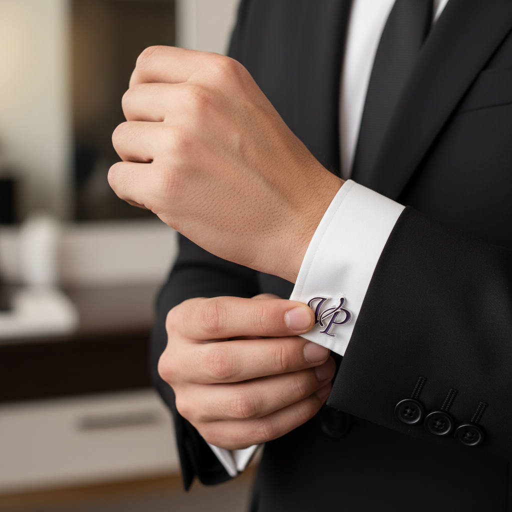 VP Double Initial Enamel Cufflinks