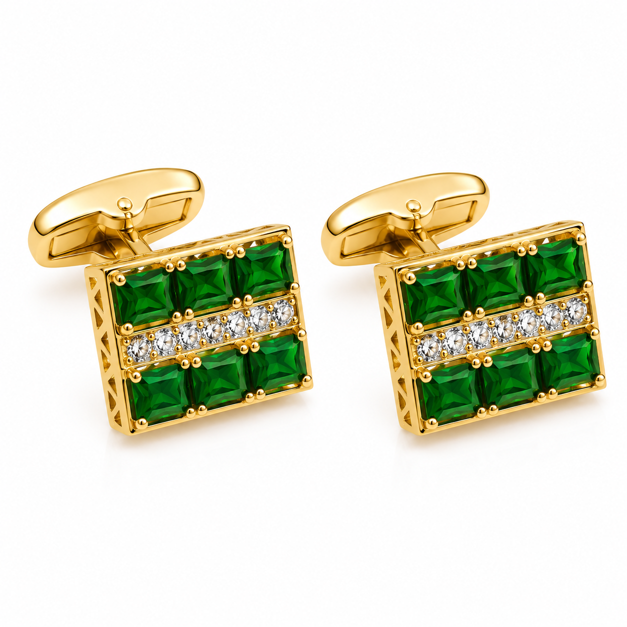 Emerald Green Luxury Grid Cufflinks