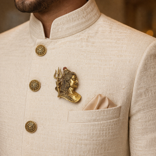 Mahadev Profile Brooch – Antique Gold Sacred Edition