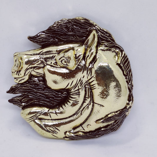 Vintage Gold Tone Horse Head Brooch Pin