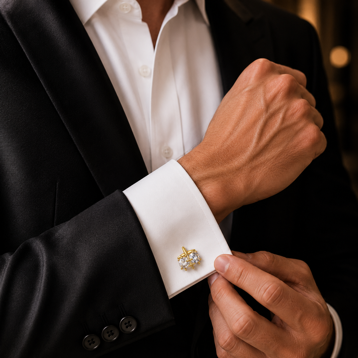Lavender Cubic Zirconia Crown Cufflinks