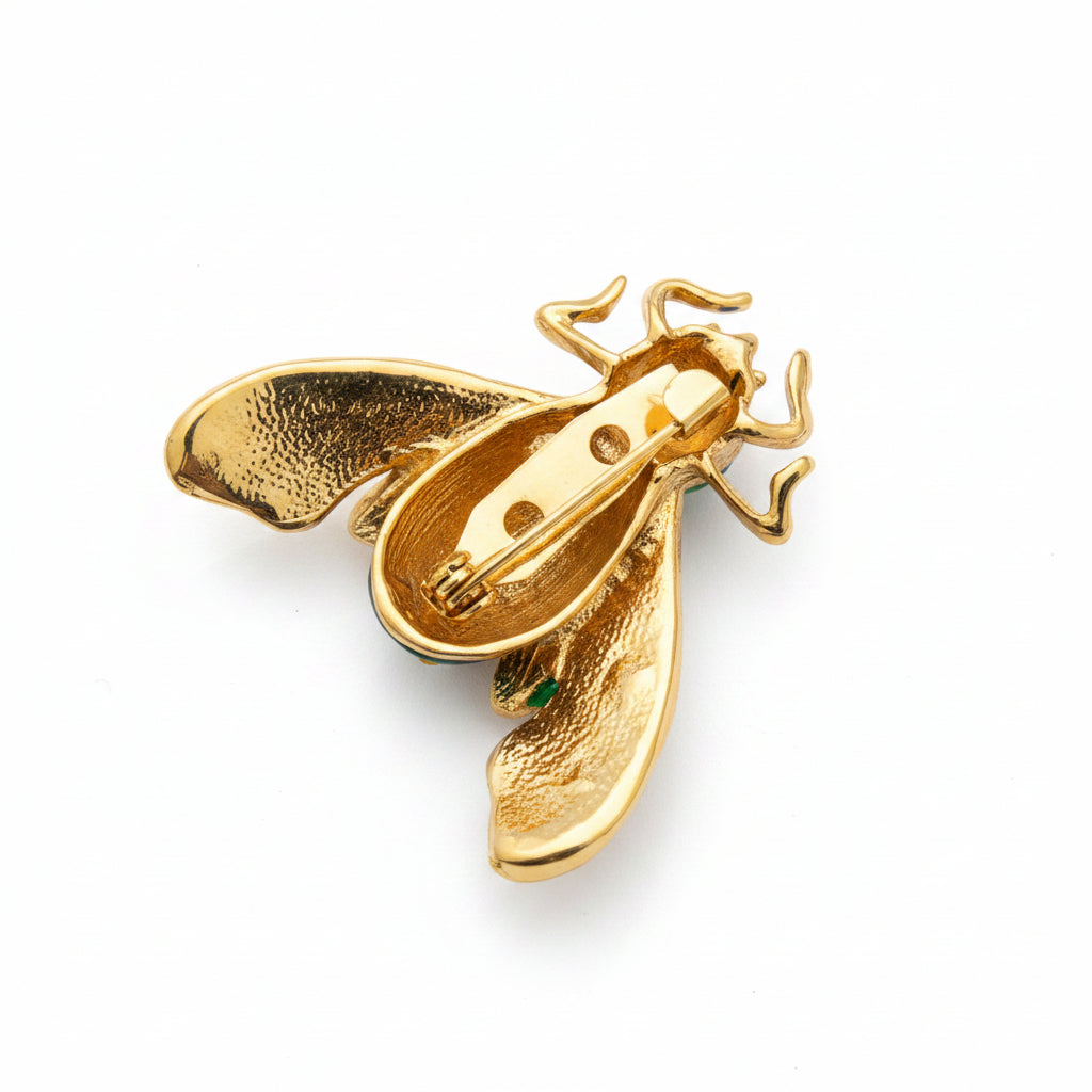 Regal Bee Brooch – Crystal Studded Enamel Pin