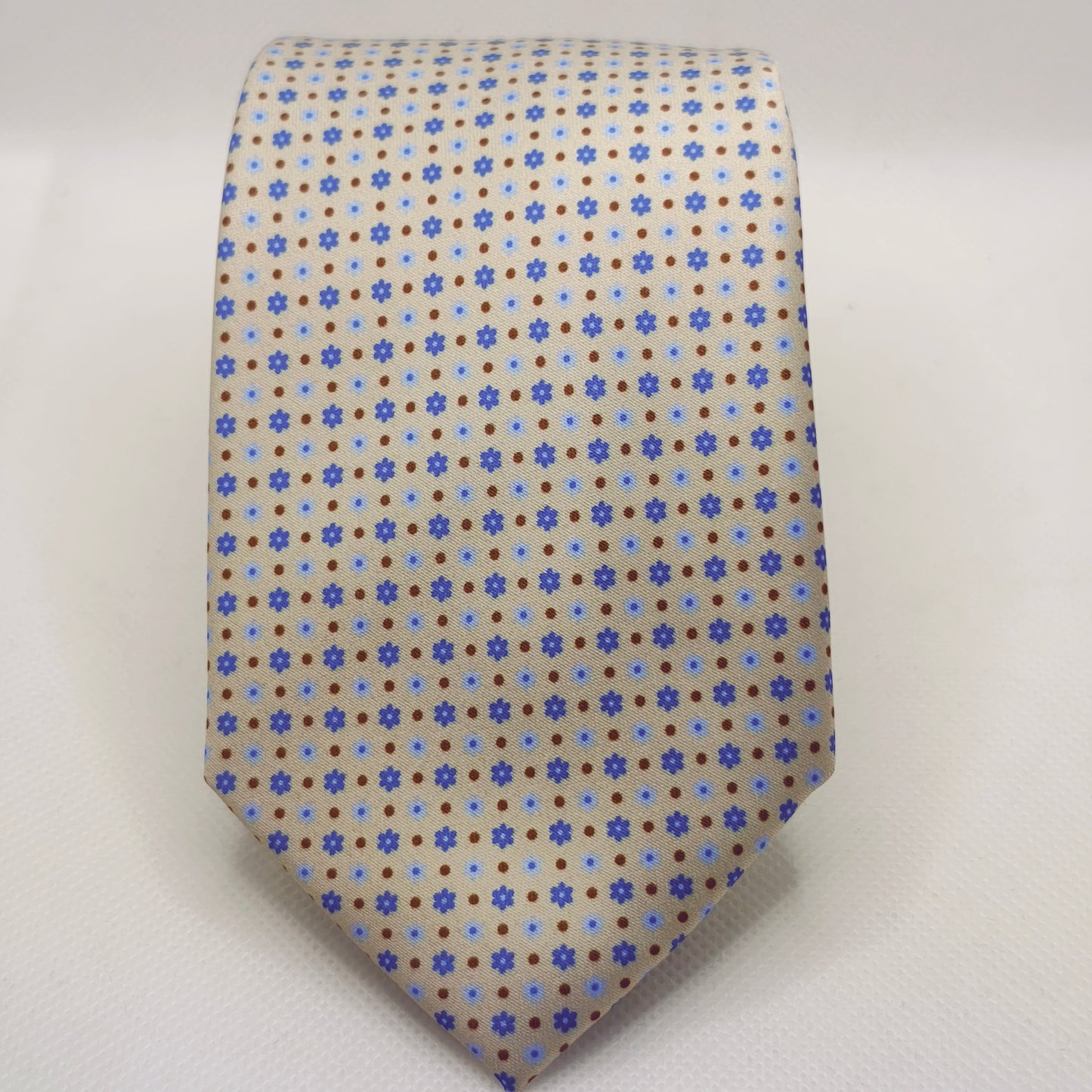 Beige Bloom Micro-Pattern Tie