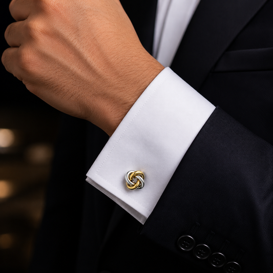 Vermiel Knot Silver & Gold Cufflinks For Men