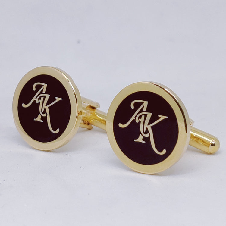 Customized Embossed Initials Cufflinks with Enamel