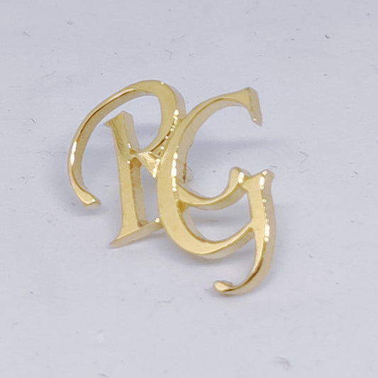 RG double initial lapel pin