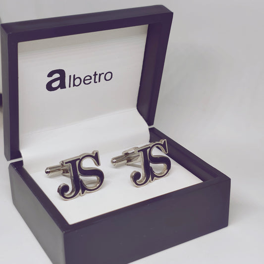 JS Initial Monogram Enamel Cufflinks