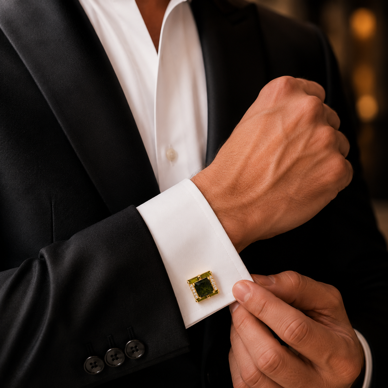 Olivine & Peridot Luxury Square Cufflinks