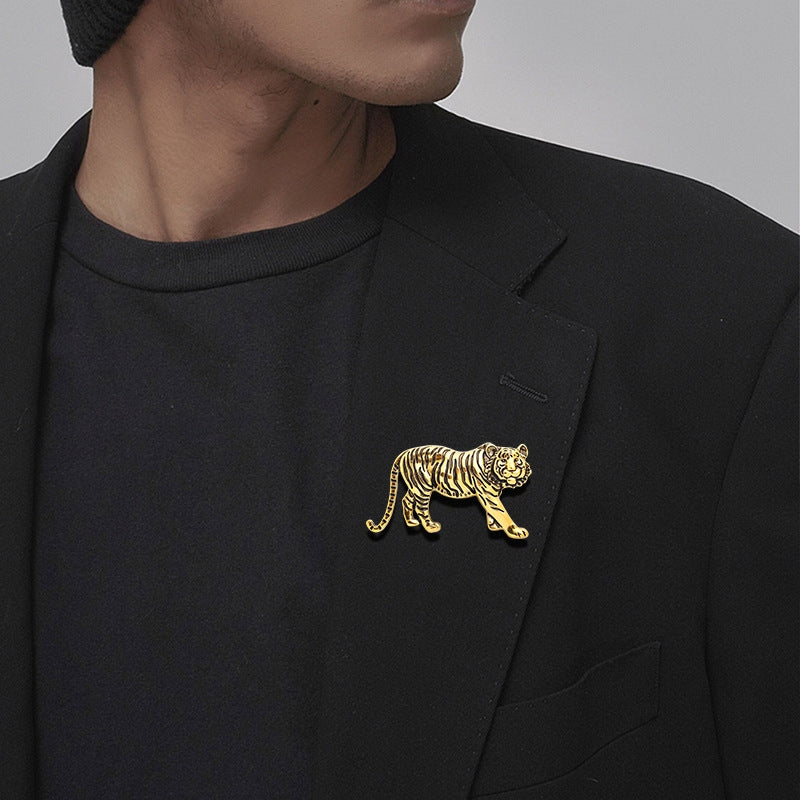 Royal Tiger Brooch  Antique Gold Finish