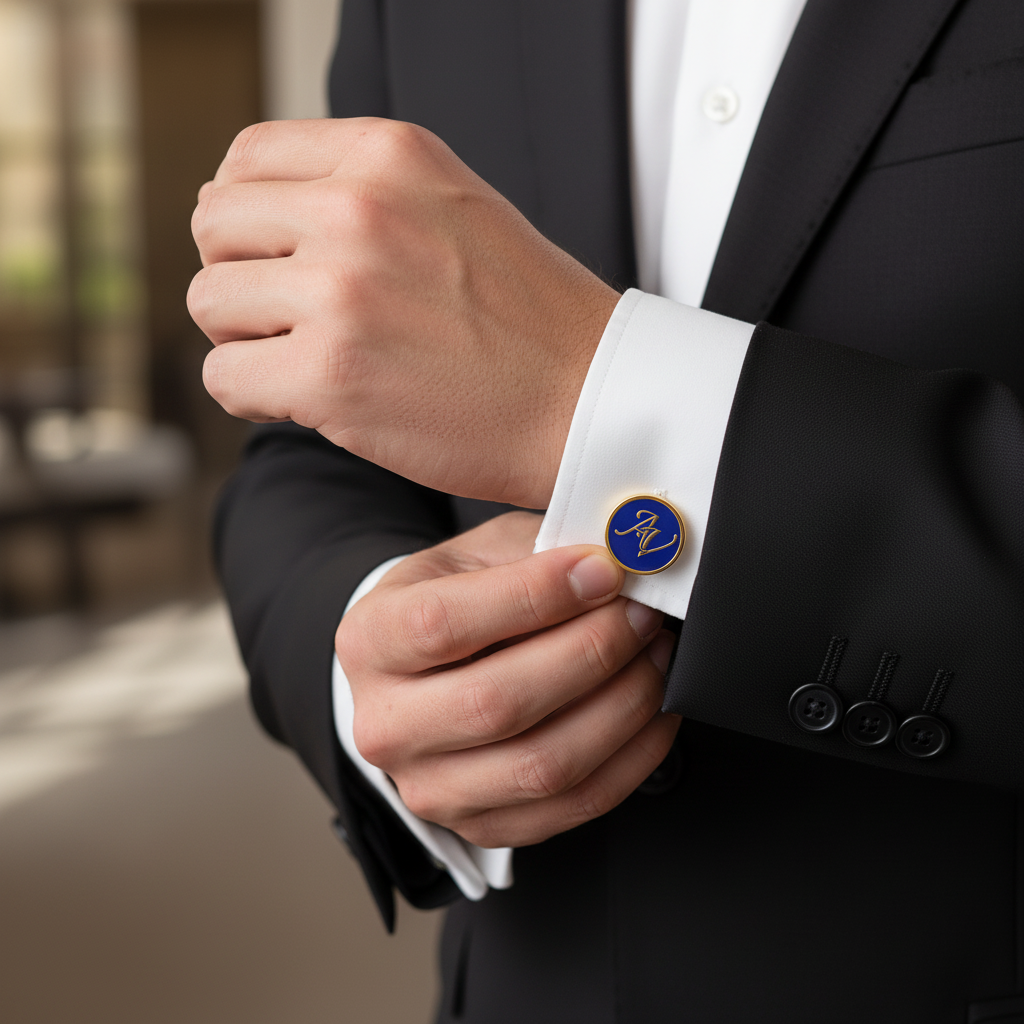 AV initial monogram cufflinks
