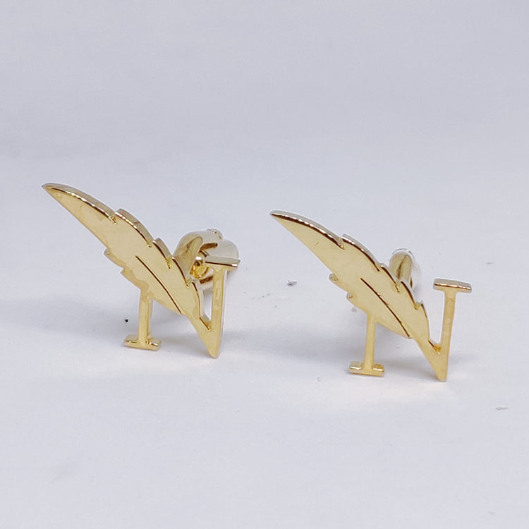 Feather Cufflinks with N initial