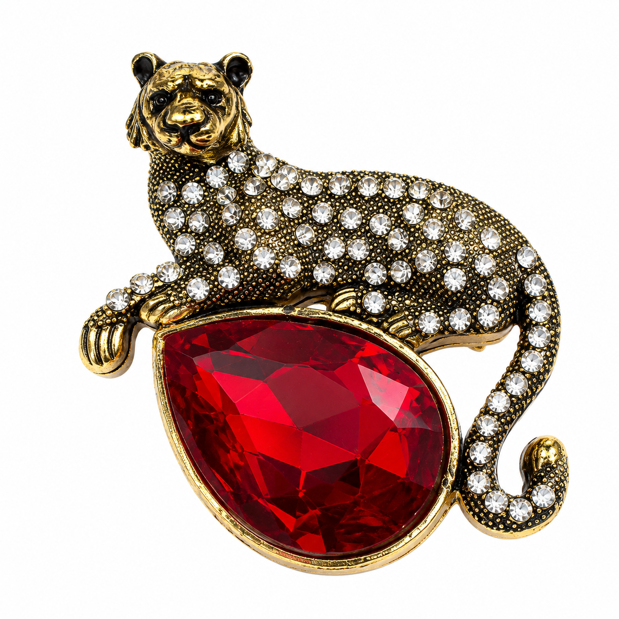 Chitraka Brooch — Ruby Red & Garnet