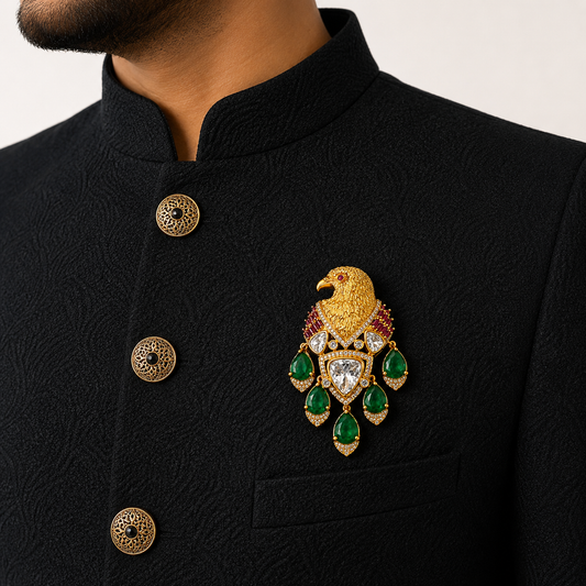 Garuda Emerald Brooch
